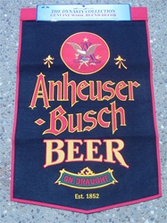 Anheuser-Busch Black "on draught" Wool Banner